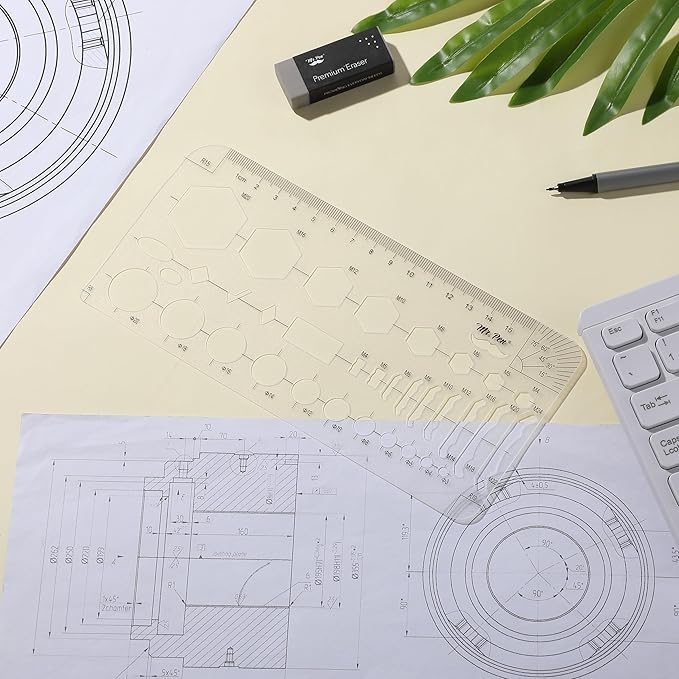 Mr. Pen- Geometric Drawing Template, Hexagon & Circles, Plastic Template Plastic, Shape Stencils for Drawing