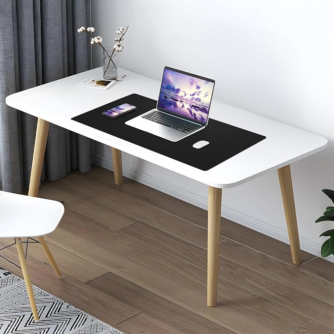 AFIING Cork Desk Mat, Black, 31.5" x 17",Desk Pad Protector | Dual-Sided Cork & PU Leather, Large Mouse Pad, Non-Slip & Waterproof
