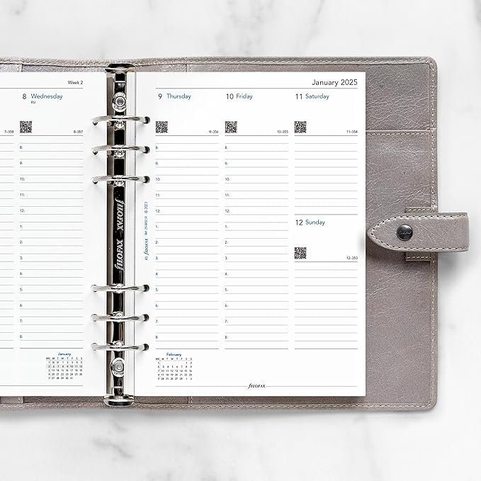 Filofax Calendar Diary Refill, A5 Size, Week-to-View with Appointments, White Paper, English, 2025 (C68521-25)