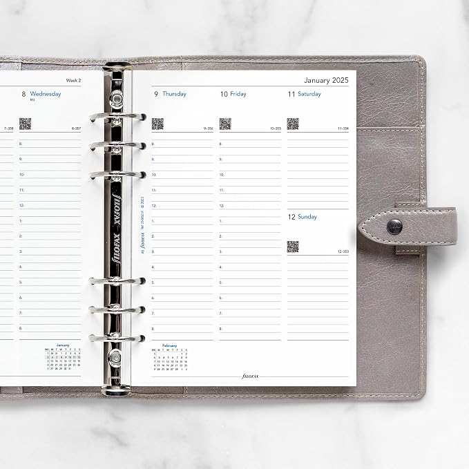 Filofax Calendar Diary Refill, A5 Size, Week-to-View with Appointments, White Paper, English, 2025 (C68521R-25)
