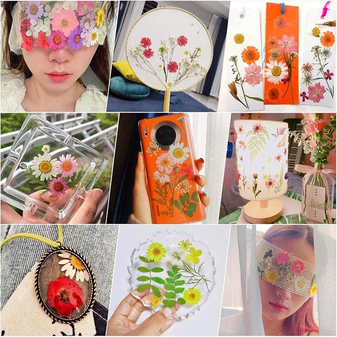 11 Types 40pc Colourful Dried Pressed Flowers for Resin Real Flowers for DIY Bookmark Scrapbook Photo Frame Jewelry Vase Candle Making Nail Card Art Craft Floral Decors