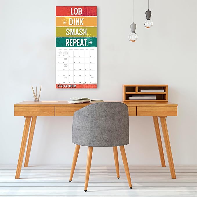 Pickleball 2026 Wall Calendar, 12-Month Sports Calendar for Pickleball Fans, 12" x 12", Monthly Calendar 2026 Planner with Large Grids for Office or Home