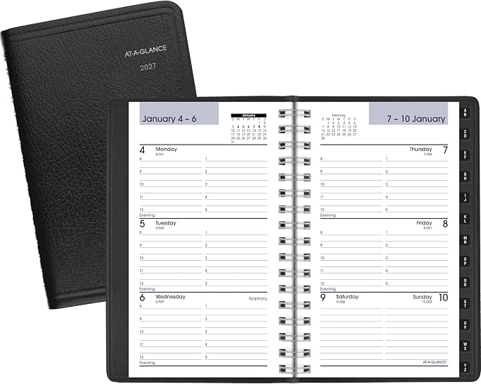 AT-A-GLANCE 2027 Appointment Book Planner, Weekly, 3.5 x 6", Pocket Size, Hourly, DayMinder, Black (G2500027)