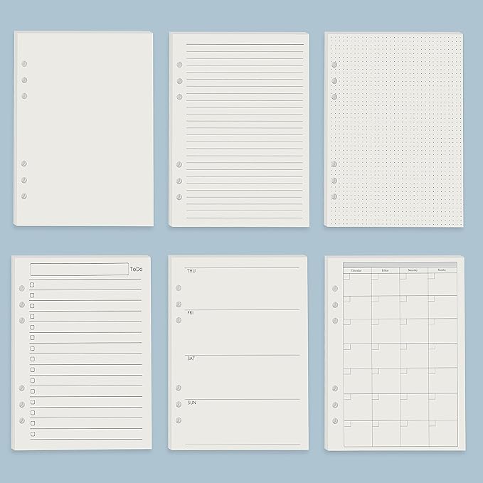 A5 6 Holes Binder Refill Value Set, 90 Sheets Dotted Planner Insert, 5 Sheets Binder Divider Paper, Today Bookmark Ruler With Inch Scale, Translucent Zippered Bag, Pvc Card Bag, 160Pcs Colorful Index