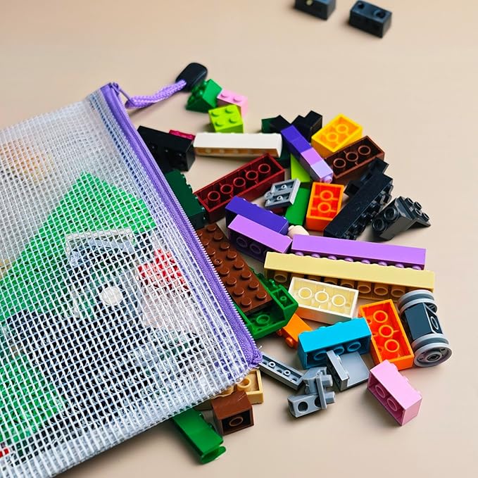 Multisize Mesh Zipper Pouch (Black, 20 Packs,7"x 11"), Mesh Zip Bags with Zipper for Office Supplies, Puzzles Games, Waterproof Organizing Storage