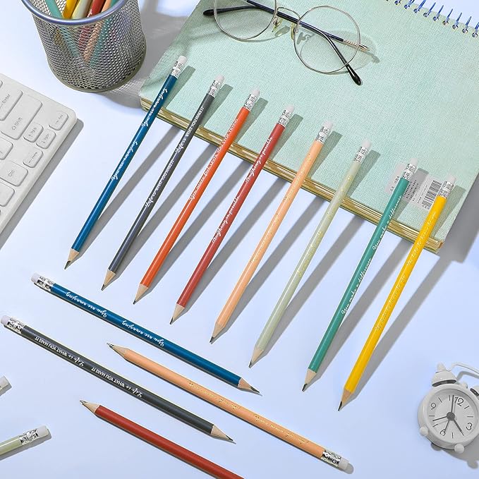 Sabary 100 Pcs Inspirational Pencils Bulk Graduation Gift from Teacher 2 HB Wood Pre Sharpened Pencils Motivational Saying School Gift Teacher Awards for Graduation Party Favor