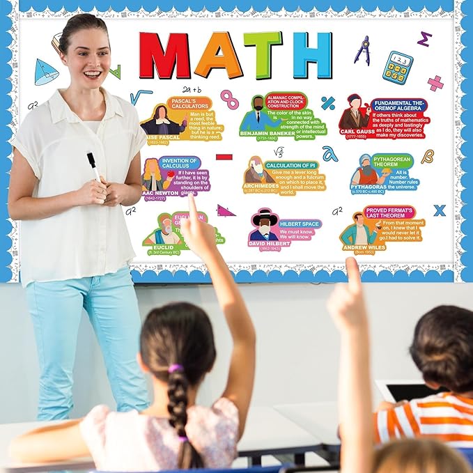 Famous Mathematicians Classroom Decor Math Bulletin Board Posters Classroom Decorations Educational Math Teacher Supplies Set Mathematicians Cutout for Back to School Home Office Window Wall Door