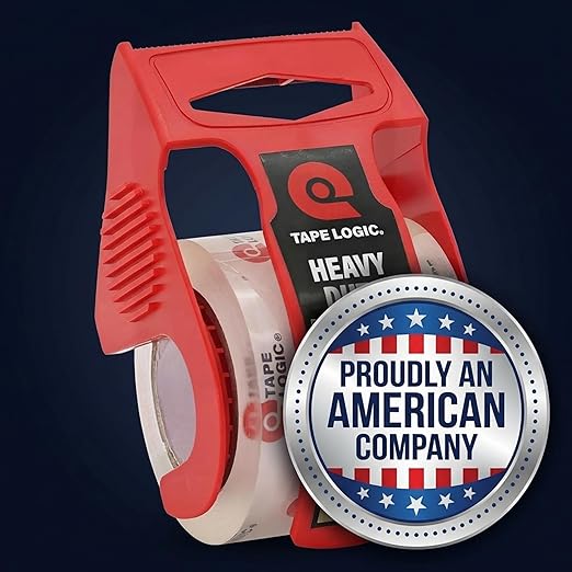 Tape Logic Heavy Duty Packing Tape with Dispenser (6 Pack) – 2.6 Mil Thick Clear Shipping Tape, 2 in x 25 yd – Strong Industrial Adhesive for Moving Boxes, Mailing, & Shipping Packaging