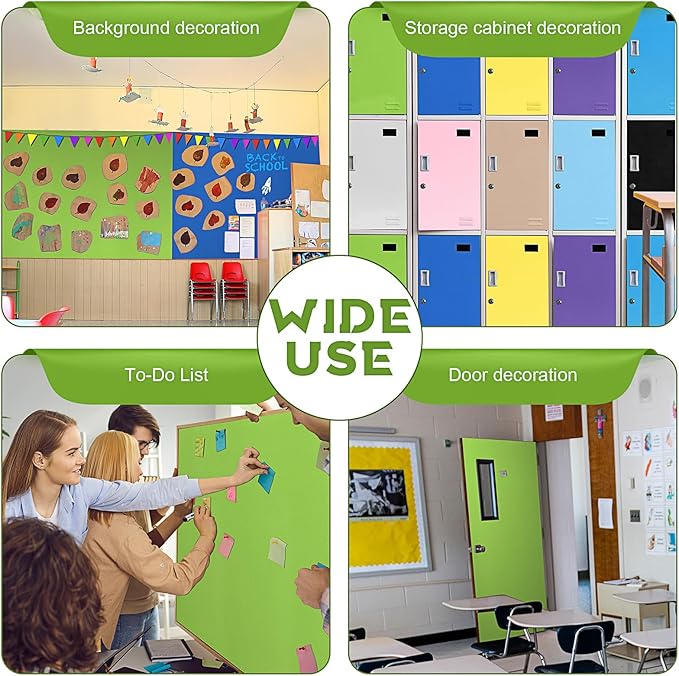Hahafelt 16 in x 40 Ft Fabric Bulletin Board Roll Classroom Non Woven Fabric Background Decorations Waterproof Wrinkle Resistant Bulletin Board for Back to School Wall Decor(Fruit Green,Pure)