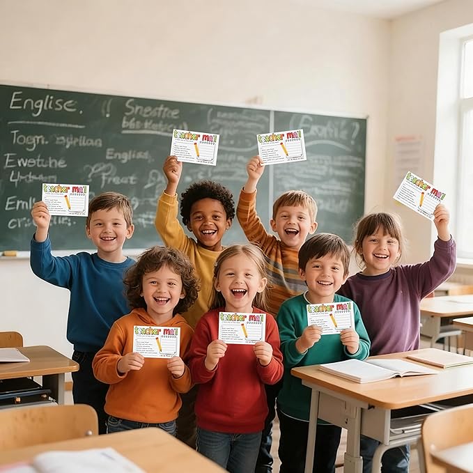 52PCS Teacher Happy Mail Notes to Parents, Positive Behavior Incentive Cards for Classroom, Motivational Reward Notes for Preschool Kindergarten Elementary Teachers