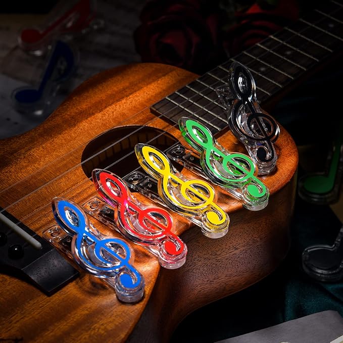 Gersoniel 20 Pack Teacher Gifts Music Note Paper Clip Treble Clef Paper Clips Valentine Funny Music Teacher Gifts Plastic Book Page Sheet Holder for Desk Bookmark Office School Stationery Accessories