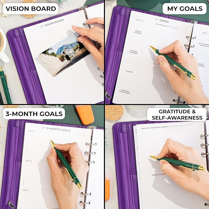 Clever Fox Weekly Planner Binder – Goal Setting Planner for Time Management & Weekly Tasks – Work & Life Organizer with To Do List & Habit Tracker – Undated, 7″ x 9″ Hardcover (Purple)