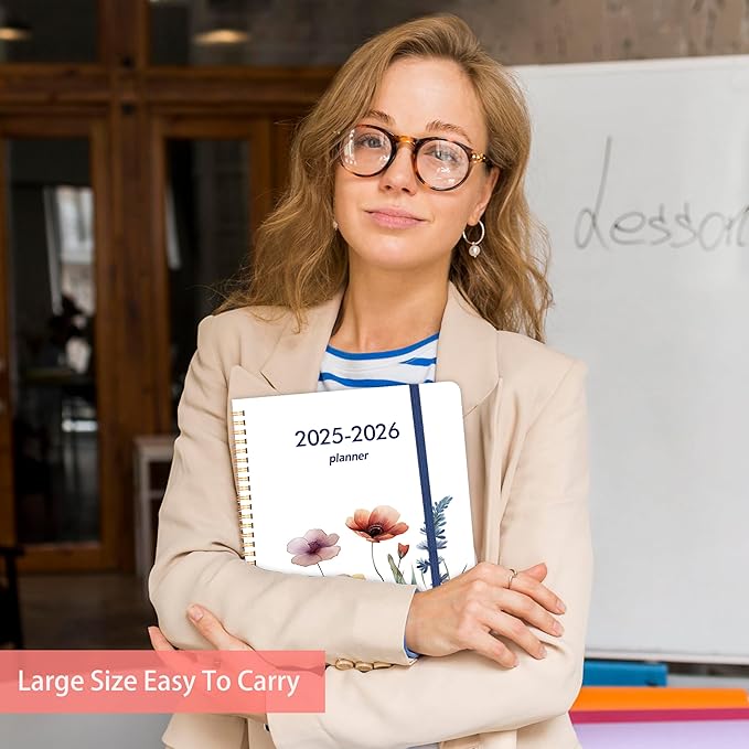 Academic Planner 2025-2026, 8.5" x 11" Weekly & Monthly Calendar from July 2025-June 2026, 12 Month Daily Planner with Tabs & Elastic Closure, Ample Writing Space, Perfect for Office, Home and School