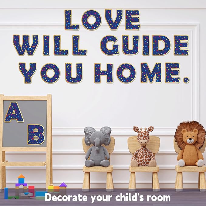 150 PCS Large 6" Bulletin Board Letters Set, Blue with Colorful Polka Dot Classroom Alphabet Cutout Letter for Bulletin Board Display Home School, A Great Helper to Inspire Students' Learning Interest