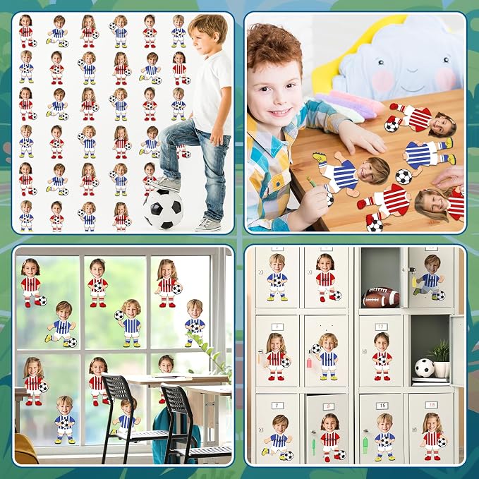 60Pcs Soccer Player Paper Cutouts Sport Bulletin Board Decoration Soccer Players DIY Photo Craft Cutout Sports Theme Classroom Supplies for Fans Teacher Student School Chalkboard Wall Party Decor