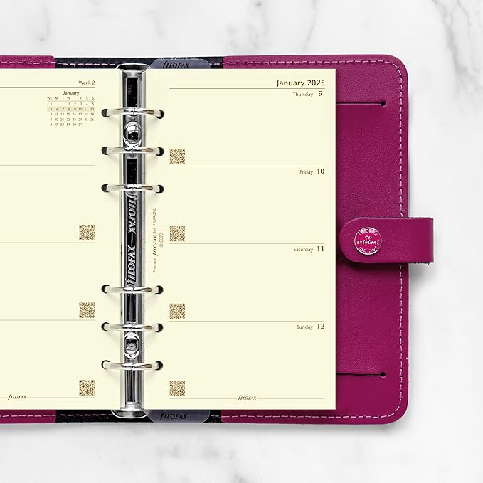 Filofax Calendar Diary Refill, Personal/Compact Size, Week-to-View, Cotton Cream Paper, Unruled, English, 2025 (C68424-25)