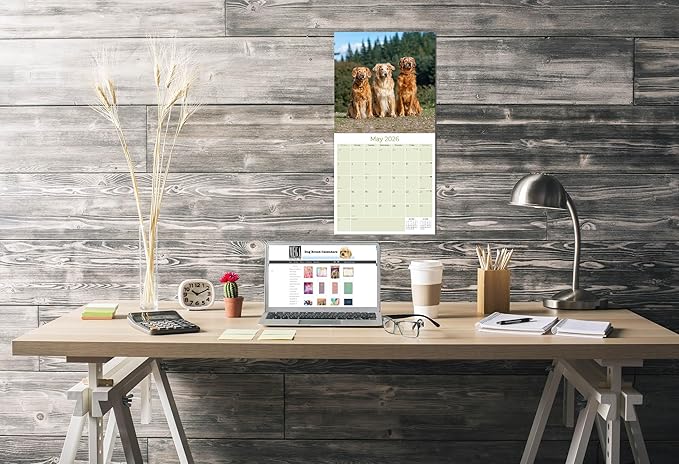 Golden Retriever Calendar 2026 – 16-Month Dog Breed Wall Calendar by MegaCalendars – Large Daily Blocks, Thick No-Bleed Paper, Made in USA