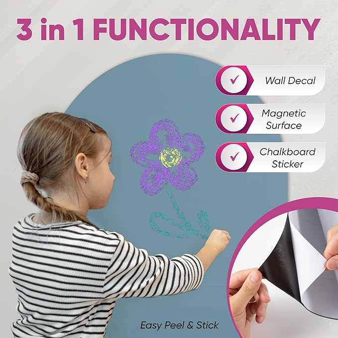 Arch Magnetic Wall Decal - 48" x 24" Matte Finish Chalkboard Sticker for Wall - Magnetic Board for Playroom, Home Classroom(Celadon)