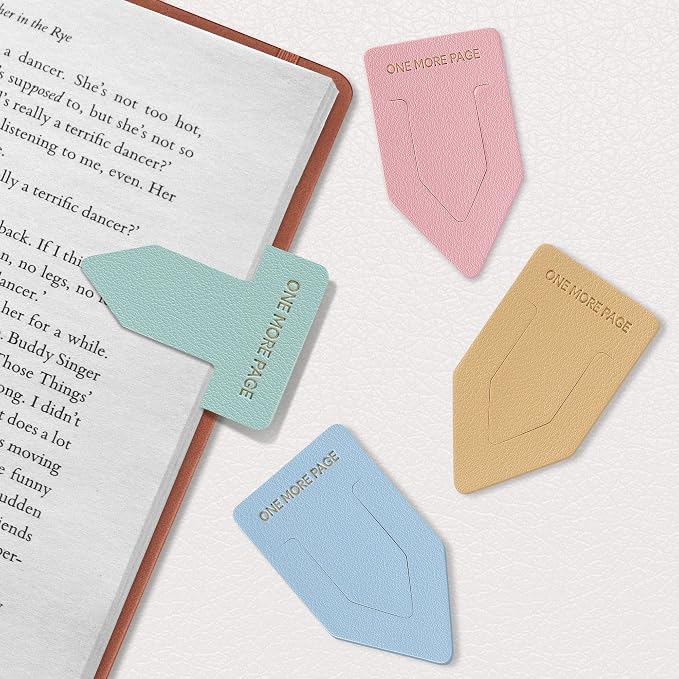 Leather Bookmark for Reading Women, ONE More Page Syndrome Bookmarks, Index Book Marks for Book Lovers, 6 Pcs Light Color Set