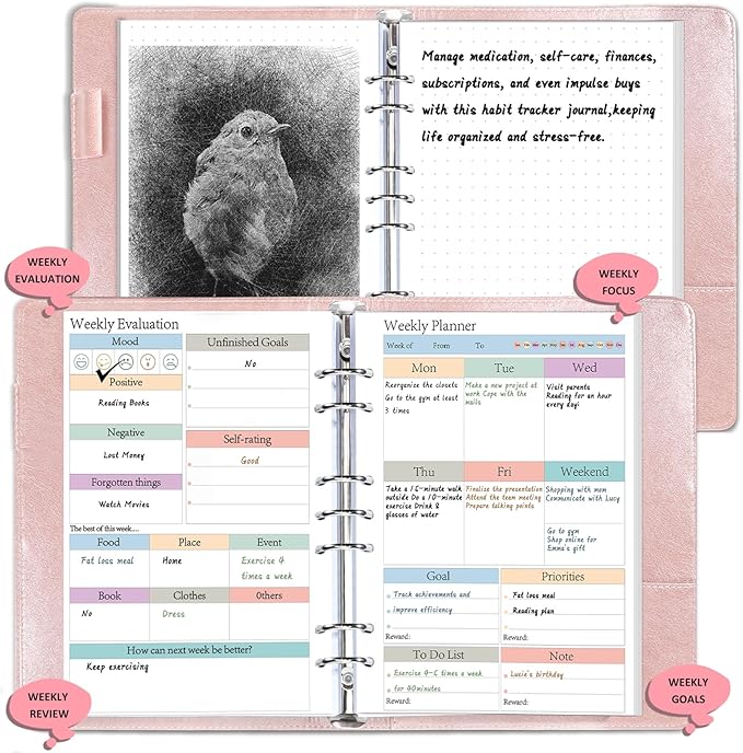 ADHD Half Letter Planner Refill Pages Planner Inserts 5.5" x 8.5" for 3/7 Ring Binder Daily Weekly Monthly 480 Sheets/960 Pages Undated Planners Colorful To Do List 7-Hole Refill Paper 120 GSM Thick Loose Leaf Paper Punched for 3 Months Neurodivergent ...