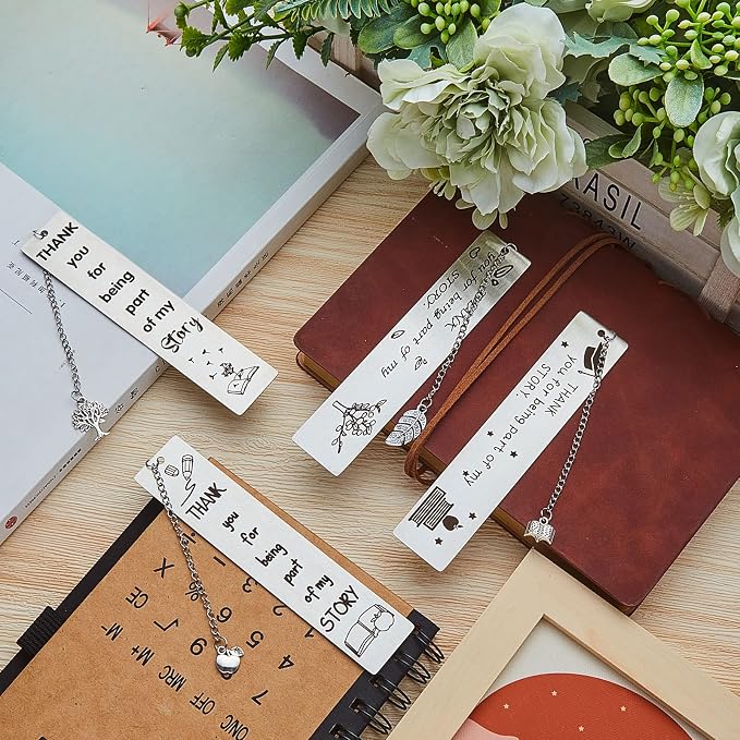 Lewtemi 4 Pcs Teacher Appreciation Bookmark Gifts, Thank You for Being Part of My Story Gift for Women Coworker, Retirement Farewell Graduation Appreciation Gifts for Colleague Employee