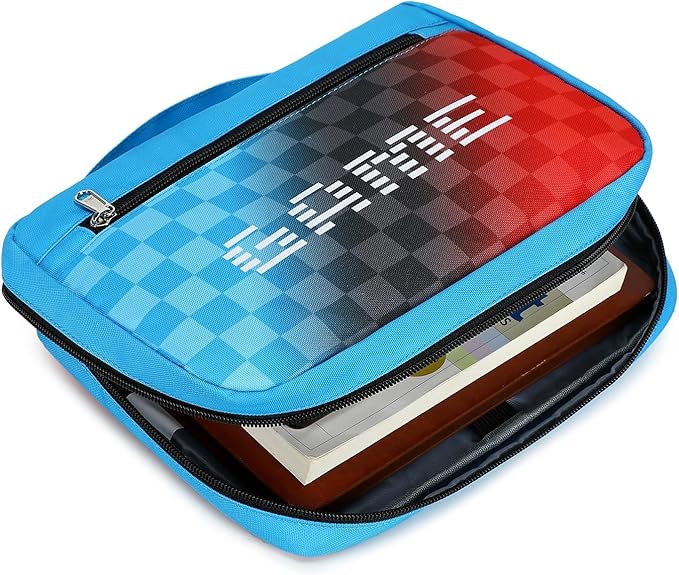 Octsky Boys Bible Cover, Carrying Book Case Church Bag Bible Protective with Handle and Zippered Pocket, Game Blue