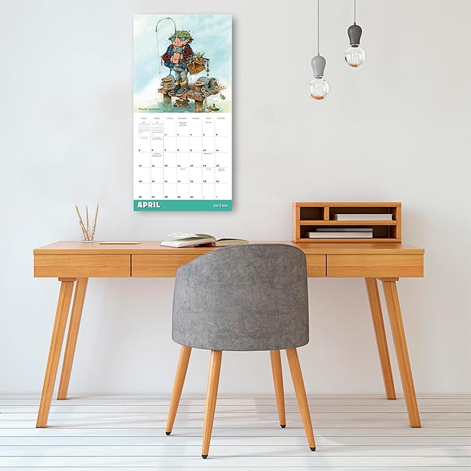 Gone Fishing 2026 Wall Calendar, 12-Month Fishing Humor & Cartoon Calendar by Gary Patterson, 12" x 12", Monthly Calendar 2026 Planner with Large Grids for Office or Home