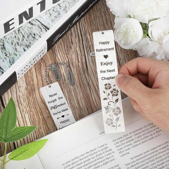 Retirement Gifts for Women 2026Coworker Retirement Bookmarks for Women Men Book Lovers Farewell Going Away Goodbye Appreciation Retirement Gifts for Retired Teacher Nurse Colleagues(2Pcs Metal)