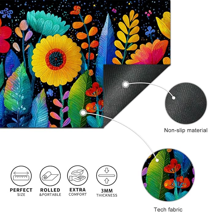 HOMETITUTE Large Mouse Pad 31.5 x 11.8 Inch Colorful Floral Desk Mat Extended Keyboard Mousepad Non Slip Waterproof Desk Pad Vibrant Flowers Design for Office Home Gaming