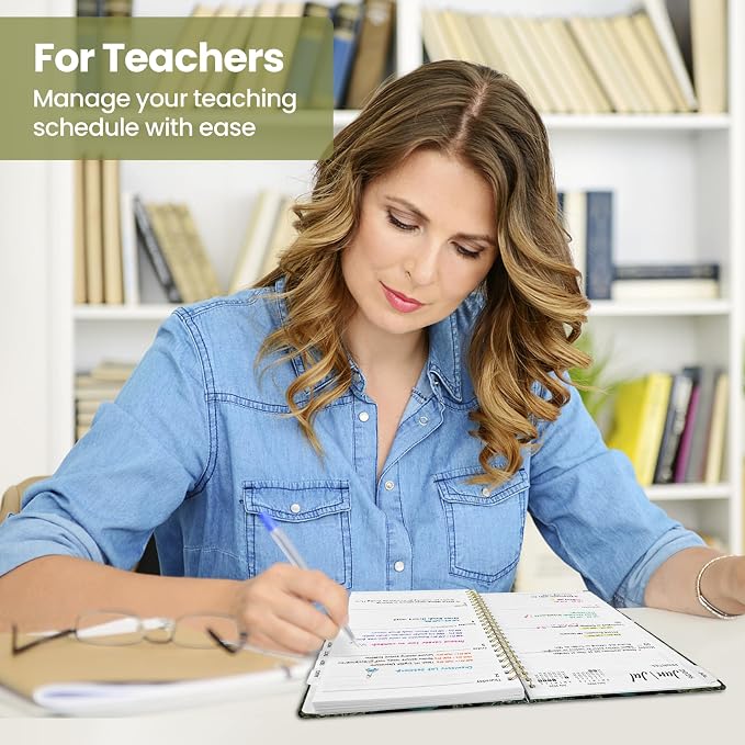 Planner 2026–2027, Academic Planner Weekly and Monthly Calendar Jul 2026 – Jun 2027 Hardcover Planner with Tabs and Pocket, Spiral Bound Agenda Book for Student & Teacher, 6.3" x 8.5", Enchanted Grove