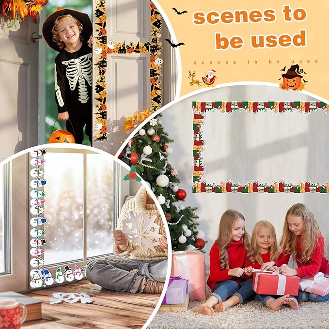Geyee 240 Pcs 236ft Holiday Bulletin Board Borders Colorful Seasonal Scalloped Border Trim Bulk Bulletin Decor for Classroom Back to School Decor (Seasonal)