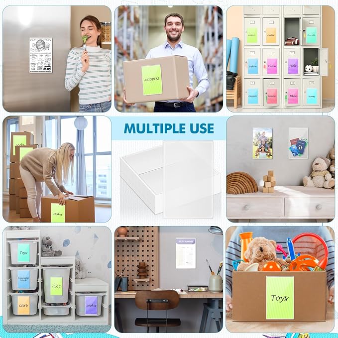 Outus 30 Pcs Self Adhesive Shop Ticket Holders Clear Plastic Sleeves Adhesive Pockets Work Order Job Ticket Holders for Back to School Student Label Home Office Posting Signs (5 x 8 Inch)