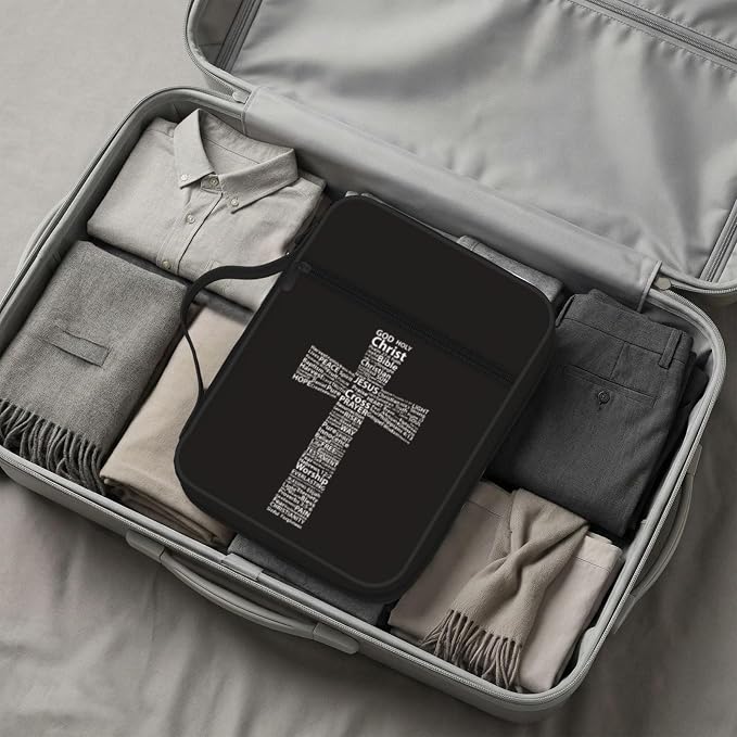 Christian Religion Cross Bible Cover Case Carrying Book Protector Case Bible Study Supplies Accessories Holder Case Christian Gift for Women Men
