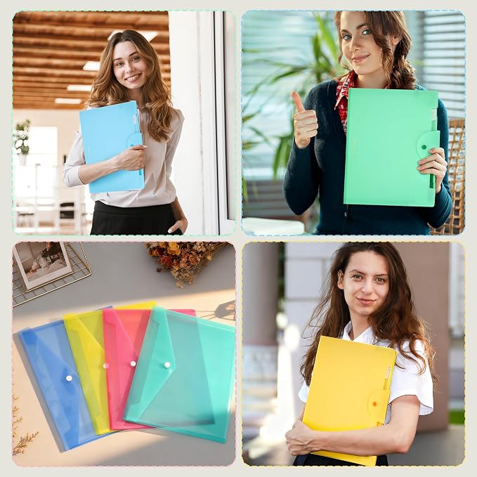 8 Pocket File Folders/4 pcs and 4pcs Poly File Folder, Expanding File Folder, A4 Letter Size, Placstic Expanding File Folders Accordion Document Organizer for School Office Home