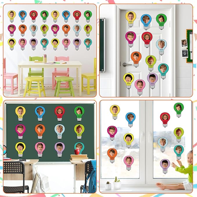 60PCS VBS 2026 Light Bulb Theme Cutouts Colorful Light Bulb Bulletin Board Decorations Religious Lightbulb Paper Cut-Outs Classroom Decor for DIY Craft Photo Kindergarten Preschool Wall Door Supplies