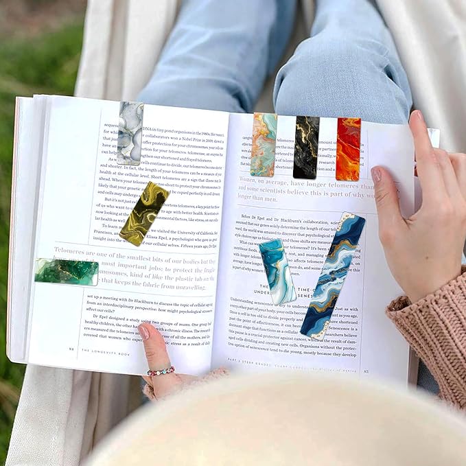 48Pack Magnetic Bookmarks Bulk Book Marks for Reading Women Men Adults Book Lovers Gifts, Cute Bookmarks Magnet Bookmark Clips Magnetic Page Markers Pretty Funny BookMarker(Marble Watercolor