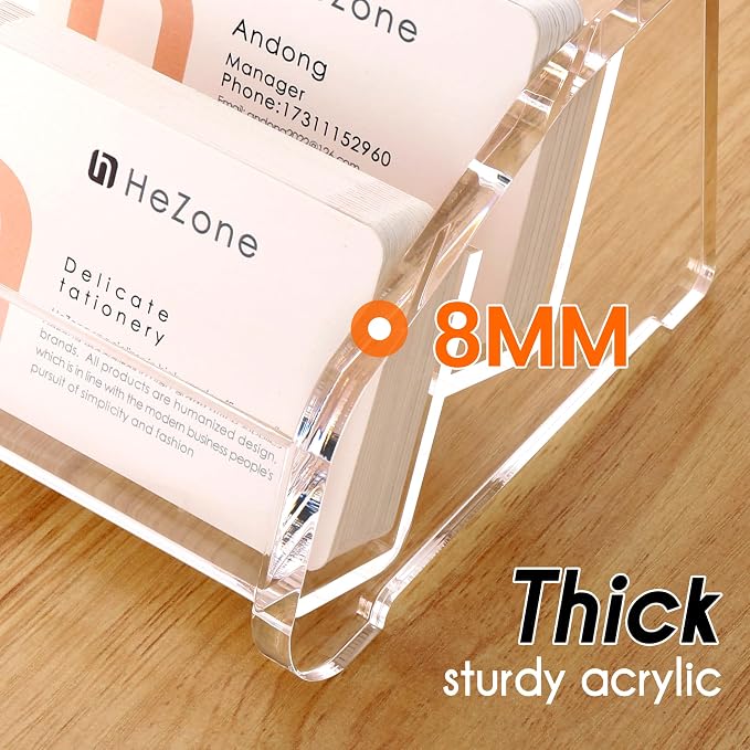 HeZone Business Card Holder for Desk,Multiple Card Organizer,Acrylic Business Card Stand Display Holder,Office Desk Accessories for Man and Woman,Organize 1000 Cards-Clear(20 Slots 4 Tier-H)