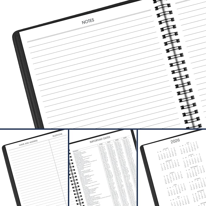 AT-A-GLANCE 2026 Appointment Book Planner, Weekly & Hourly, 7" x 8-3/4", Medium, Black (708650526)