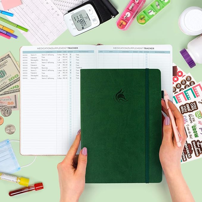 Clever Fox Large Medical Planner 12-Month – Medical Notebook, Health Diary, Wellness Journal to Track Health – 12 Months, 7x10.5″ (Forest Green)