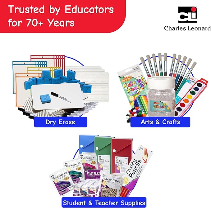 Charles Leonard Dual-Side Mini Dry Erase Boards, Classroom Pack of Mini Lapboards, Set of 12, Plain and Lined Sided Dry Erase White Boards, 9x12 Inches (35120)