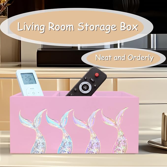 Mermaid Gifts for Girls Women, Pastel Mermaid Beach Pen Pencil Holder Organizer for Desk, Coastal Ocean Wooden Box Block Sign for Home Classroom Dorm Office Tabletop Decor(Pink)