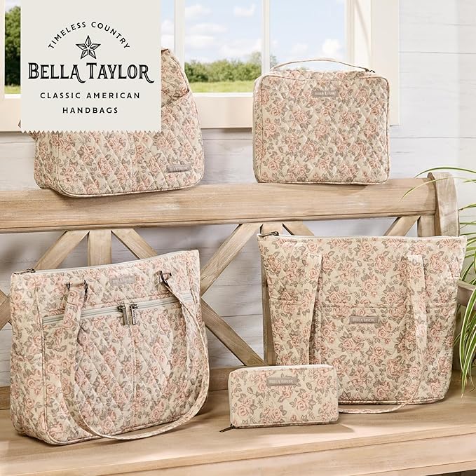 Bella Taylor Quilted Bible Cover for Women - Large Study Bible Case - Cameo Rose