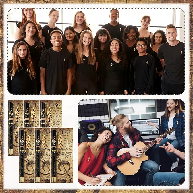 Sayglossy 24 Sets Music Themed Appreciation Gifts Bulk End of Year Gifts for Students Inspirational Musical Pens Pins and Bookmarks Music Party Favors for Musicians Band Choir Concert Teachers