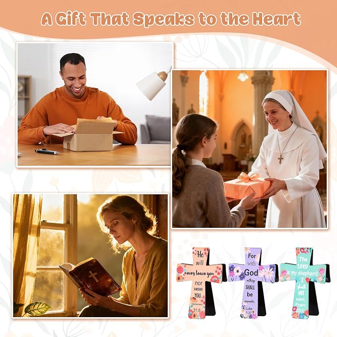 Magnetic Cross Bookmarks with Bible Verses, 144 Pcs Christian Bookmarks Bulk Set - Inspirational Religious Magnetic Bookmarks for Bible Study, Church, Easter & Mother‘s Day Gifts