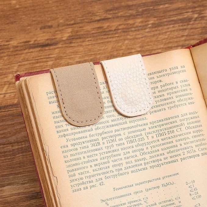 3PCS Magnetic Leather Bookmarks,Book Marks for Books, Strong Magnet Reading Accessories for Men & Women,Long-Lasting and Durable Gift Suitable for Book Lovers & Students (Cream,Light Khaki,Taupe)