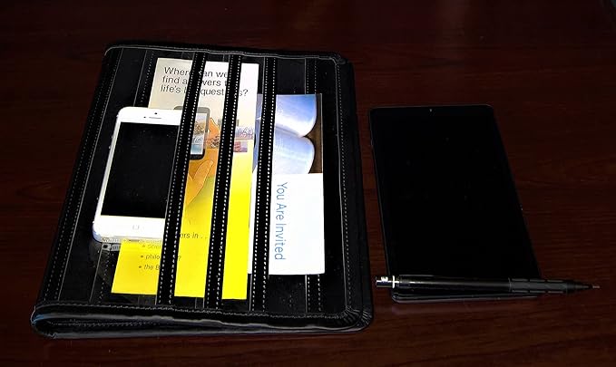 Leather (Black) Literature Organizer - Magazines, Tracts, Brochures, Handbills, Publications, Leaflets, etc.