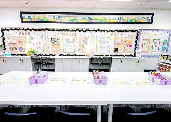Carson Dellosa Creatively Inspired 31-Piece Subject Bulletin Board Set, Read, Write, and Math Bulletin Board Subject Signs for Bulletin Boards, Plant Décor, Books, and World Globe Cutouts