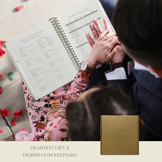 Wedding Planner Book and Organizer for Bride - Elegant Linen Cover Wedding Planning Binder with Checklists,Pockets & Calendars,Perfect Engagement Gifts for Couples(Sage)