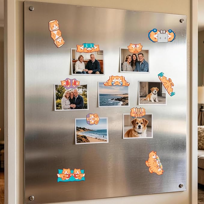 12PCS Magnetic Cute Orange Tabby Bookmarks, Kawaii Ginder Cat Bookmark, Funny Cat Book Marks, Refrigerator Decor Magnet, Fridge Magnets, Book Maker Page Clips for Reading, Women, Cat Lover, Mom, Dad