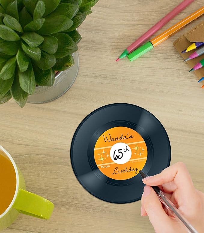 Carson Dellosa 45-Piece Records Paper Cutouts, Colorful Cardstock Disco Groovy Party Decorations, Retro Cut-Outs for Bulletin Board, Birthday, 70's & 80's, and Classroom Decor
